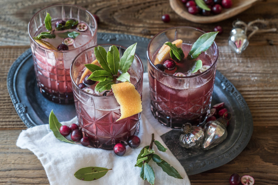 Cranberry Sprizz mit Lorbeer Cranberry Sprizz mit Lorbeer