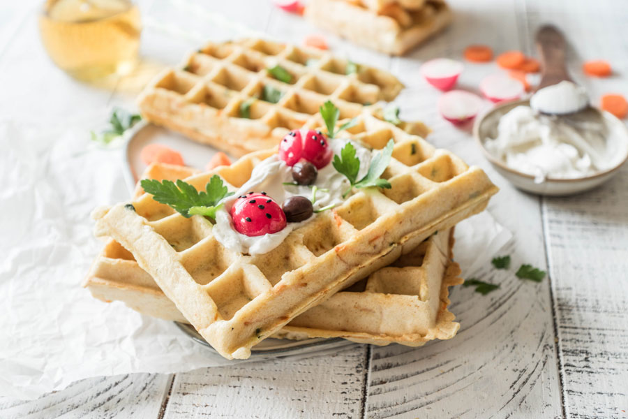 Gemüsewaffeln mit Proteinmehl