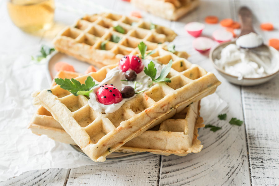 Gemüsewaffeln mit Proteinmehl Gemüsewaffeln mit Proteinmehl