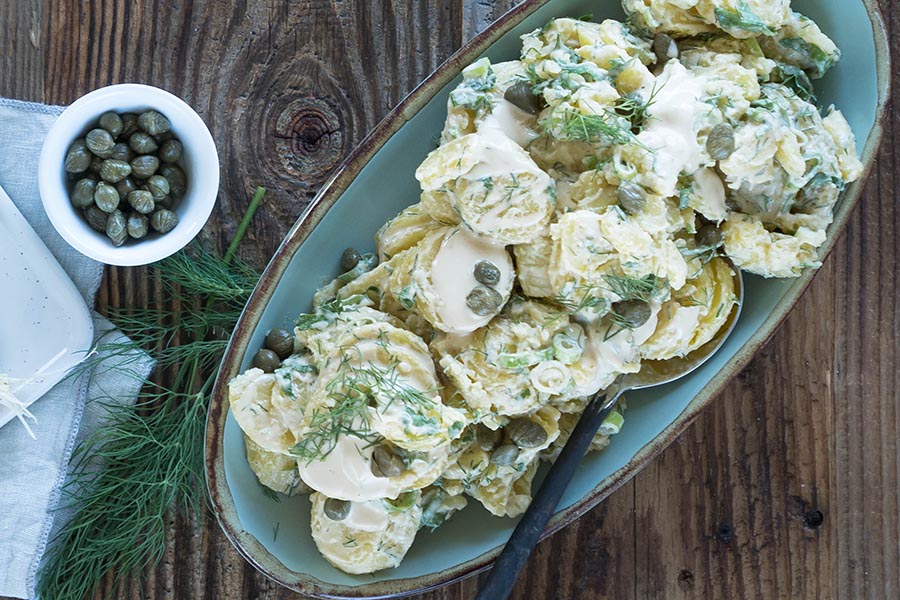 Kartoffelsalat mit veganer Mayo  Kartoffelsalat mit veganer Mayo