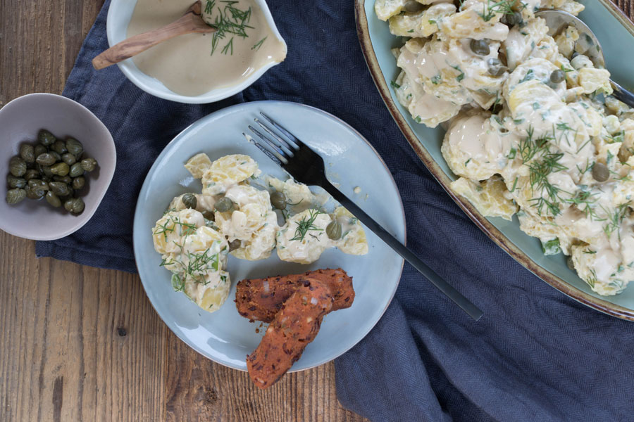 Cremiger Kartoffelsalat mit veganer Mayo