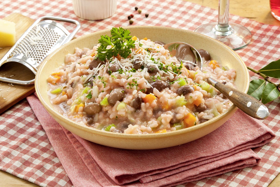 Panissa Risotto mit Borlotti Bohnen