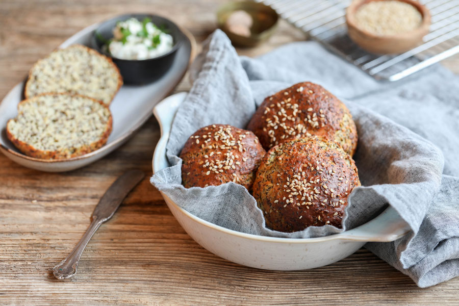 Quarkbrötchen mit Leinmehl Quarkbrötchen mit Leinmehl