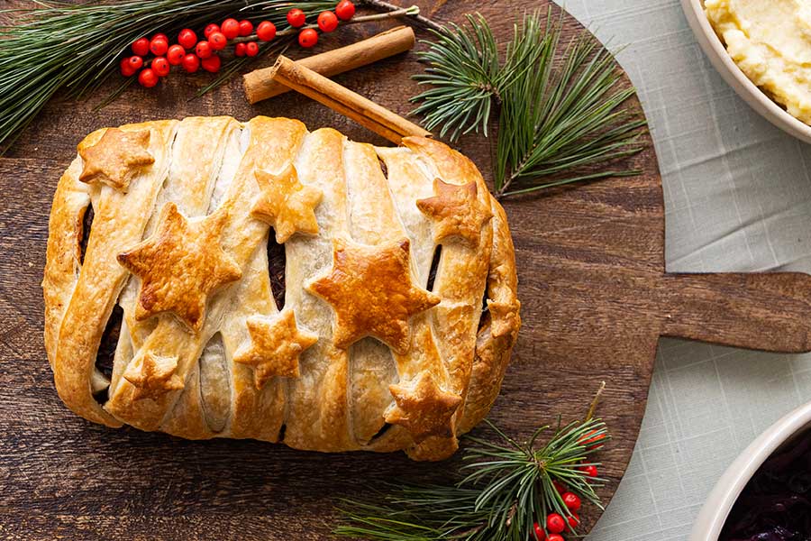 Veganer Weihnachtsbraten im Blätterteigmantel