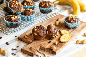 Muffins Bananen-Erdnuss